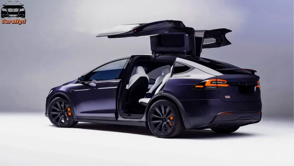 Tesla Model X, an SUV with a futuristic appearance.