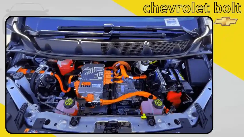 The electric motor of the 2023 Chevrolet Bolt EV, featuring a compact design and advanced technology, showcasing its impressive battery layout and cooling system.