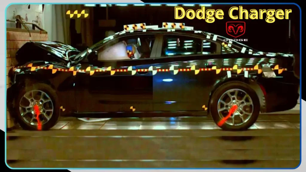 Image of crash test ratings and safety features of the 2025 Dodge Charger, emphasizing its commitment to driver and passenger safety.