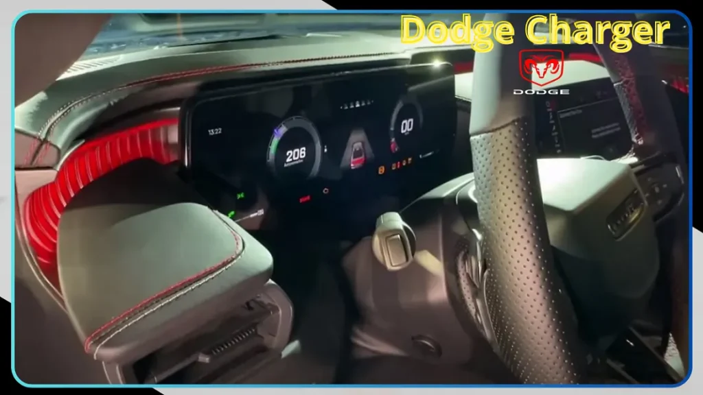 Interior shot of the 2025 Dodge Charger, showcasing advanced infotainment systems and comfortable.