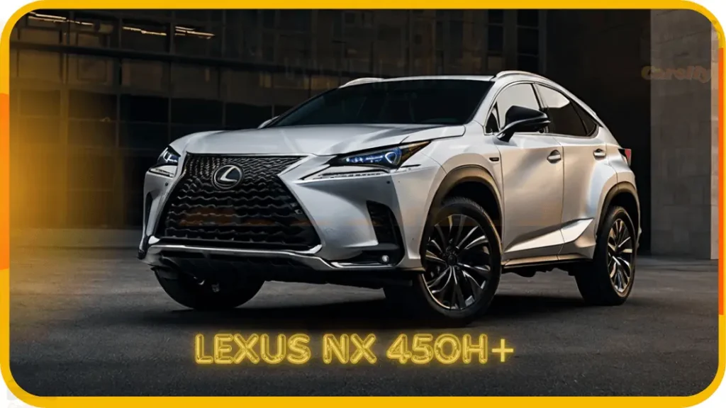 2024 Lexus NX 450h+ hybrid SUV on a city street at sunset.