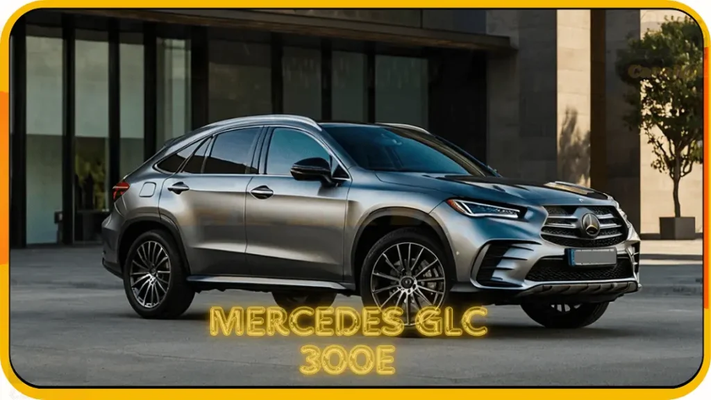 2024 Mercedes GLC 300e hybrid SUV parked in a modern urban setting.