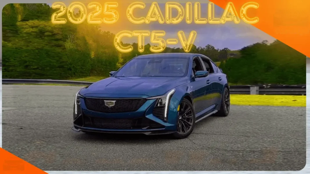 the 2025 Cadillac CT5-V 2025 dark green Cadillac CT5-V parked in a park.