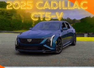 2025 Cadillac CT5-V: A Luxury Sedan That Packs a Punch 2025 dark green Cadillac CT5-V parked in a park.