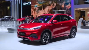 BYD Atto 3 electric SUV exterior at auto show