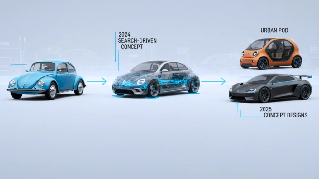 Volkswagen Beetle timeline 2024 vs 2025 concept evolution