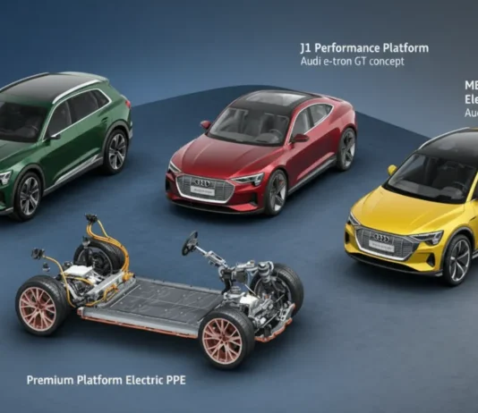Audi PPE Platform: 800V Architecture in the 2027 A6 e-tron Audi PPE platform architecture diagram showing battery and electric motor layout