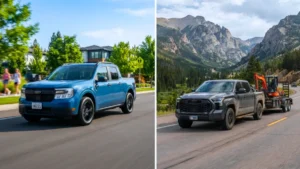 Ford Maverick Hybrid and Toyota Tundra i-FORCE MAX side-by-side comparison for real world MPG test