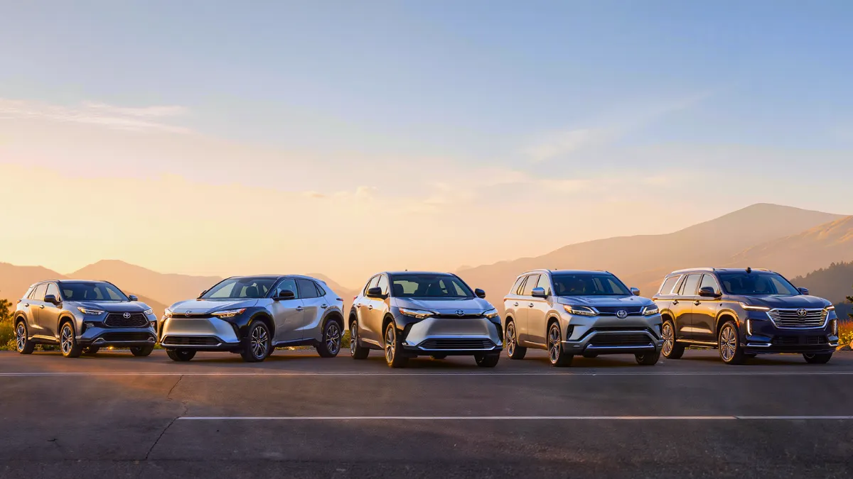 Toyota SUVs and crossovers representing different sizes and capabilities in a buyer's guide.